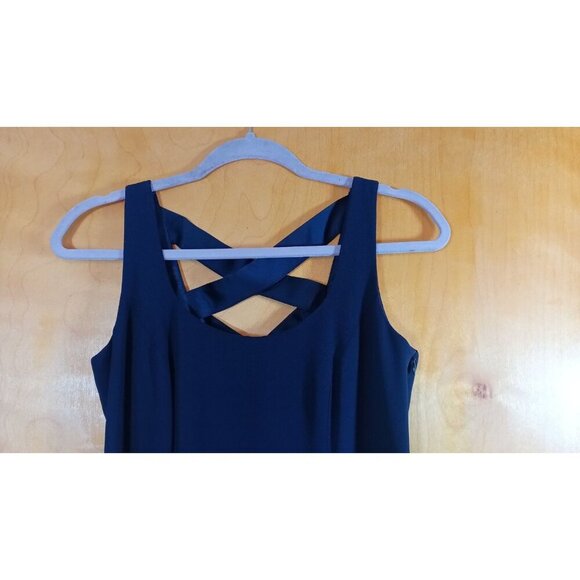 Laundry by Shelli Segal Navy Blue Maxi Dress Criss Cross Back Formal Gown Size 2 - Picture 8 of 9